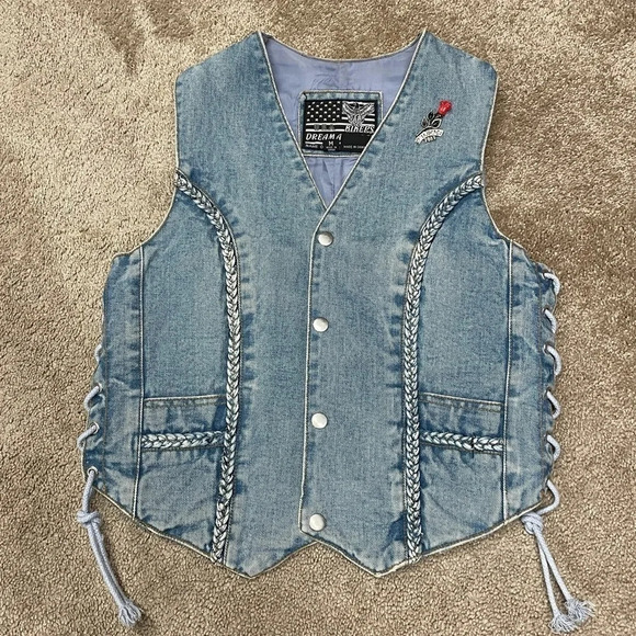 USA Bikers Dream Apparel Jean Vest Medium Honda Eagle on the back - Picture 11 of 16